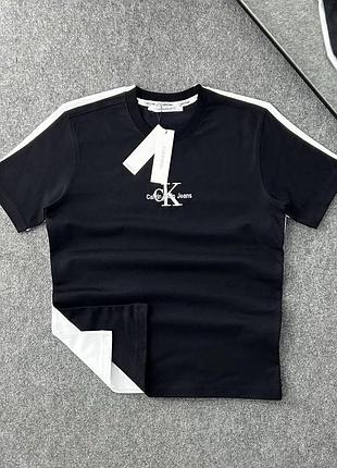 Мужская футболка calvin klein на лето черного цвета premium качества
