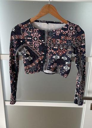 Короткий топ з довгими рукавами, бавовна та еластан