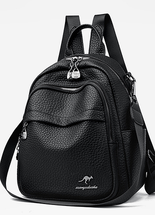 Популярний жіночий рюкзак сумка міський, жіночий рюкзачок прогулянковий кенгуру сумка-рюкзак чорний