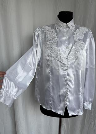 Блуза вінтаж атлас мереживо