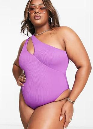 🌸роскошный слитный асимметричный купальник в рубчик на одно плечо webe wear