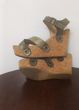 Босоножки galibelle танкетка пробка кожа "варан" 35-35,5р 23см