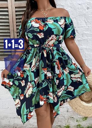 🥰 сукня в тропічний принт shein 2xl без поясу