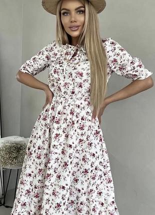 Літня  жіноча легка сукня міді