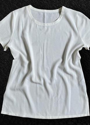 Шифонова футболка блуза базова біла поліестер