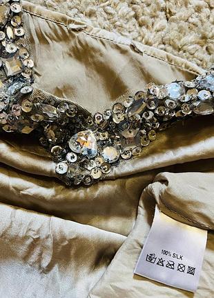 Шелковая майка, топ в бельевом стиле с камнями и пайетками размер xs,s
