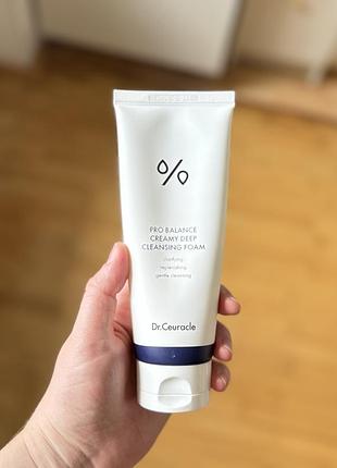 Кремова пінка для вмивання з пробіотиками dr. ceuracle pro balance creamy deep cleansing foam