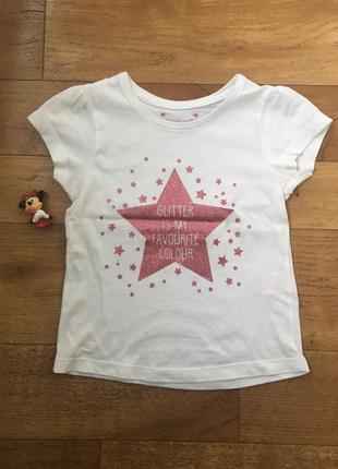 Фантастическая футболка на девочку 2-3 годика хлопок primark звезды блестки индия