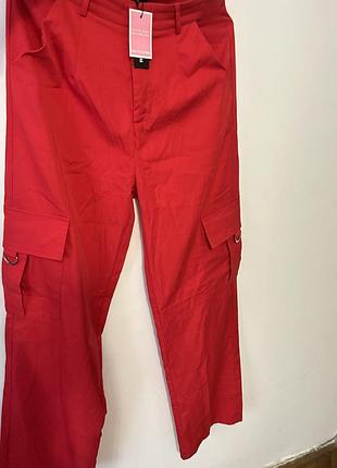 Брюки штани  карго з кишенями червоні