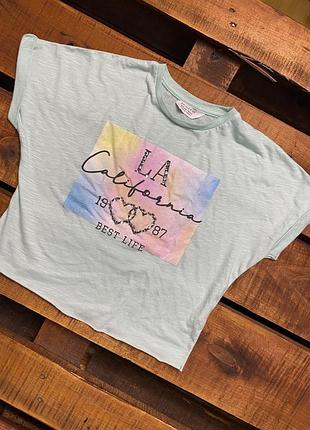 Детская футболка (топ) с принтом и камешками primark (призрак 9-10 лет 134-140 см идеал оригинал)