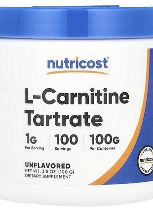 Nutricost l-карнитин тартрат без добавок. 100 г