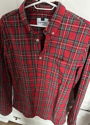 Чоловіча сорочка topman, червона в клітку, розмір m