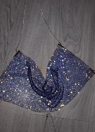 Роскошный люкс синий топ кольчуга камни стразы