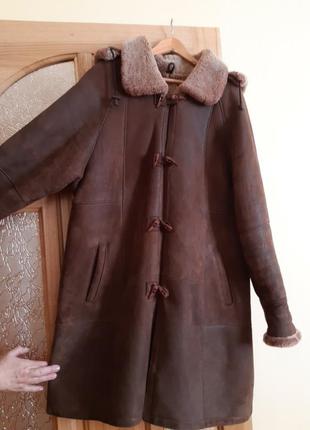 Натуральная коричневая дубленка, натуральная овчина