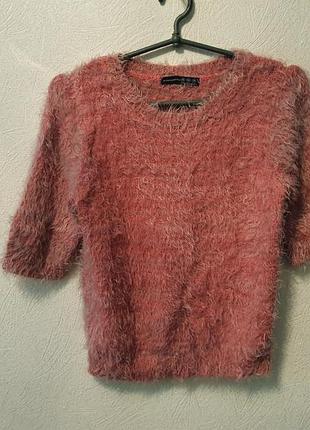 Розовая кофта, джемпер травка