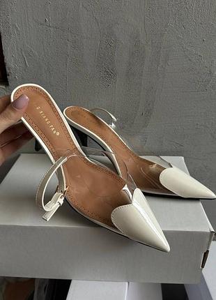 Білі туфлі на підборах силіконові туфлі білі на каблуку світлі туфлі на шпильці базові туфлі човники