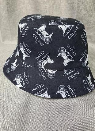 Панама двостороння жіноча чоловіча унісекс, легка панама, чорна панама з малюнком, панама з принтом