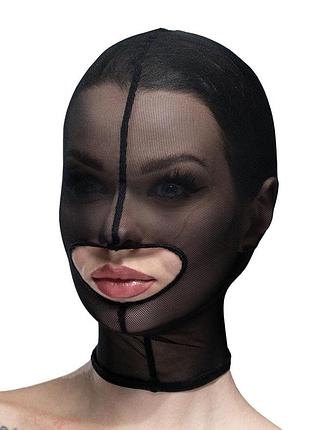 Маска сітка з відкритим ротом feral feelings — hood mask black. passion&books