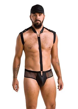 Комплект эротического мужского белья passion 038 john xxl/xxxl black, боди, кепка. passion&books