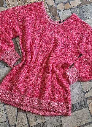 Рожева оверсайз сукня светр з широкими рукавами rainbow