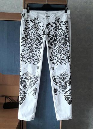 Модные тонкие джинсы с принтом, 48-50, хлопок, эластан, стрейч,
bonprix collection