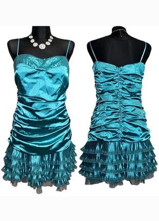 Винтажное атласное пышное платье с бисером и чашками vintage 2000s y2k