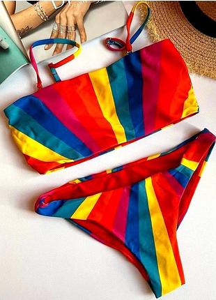 Купальник роздільний смугастий на чашках розмір м