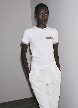 Футболка біла жіноча з металізованою ниткою zara