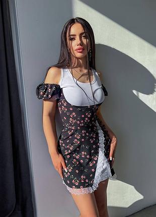 Платье мини цветочный принт 2