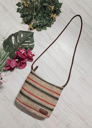Сумка кроссбоди tula плетеная из рафии в полоску