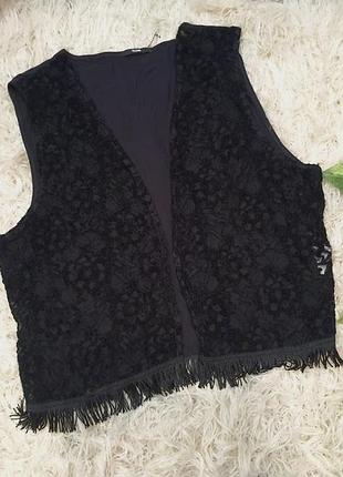 Гіпюрова жилетка, жилет, накидка з бахромою