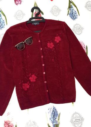 Стильный плюшевый кардиган свитер бордо на пуговицах от akal collection10 фото