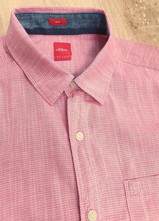 S.oliver рубашка - s/m - розовая удлиненная котоновая - мужская шведка короткий рукав тенниска fсm fсs