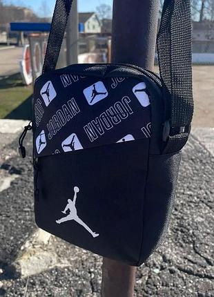 Борсетка спорт черная jordan сумка через плечо