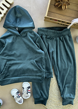 Костюм велюр хутро смарагд