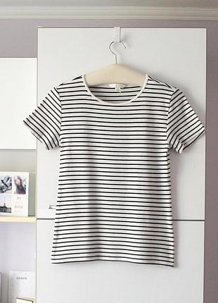 Хлопковая футболка в рубчик в полоску от h&amp;m