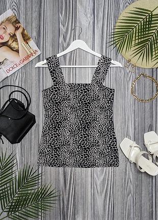 Черно-белая трикотажная хлопковая майка в пятнистый принт dorothy perkins #4088