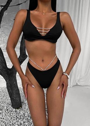 Розкішний купальник зі стразами з італійського біфлексу