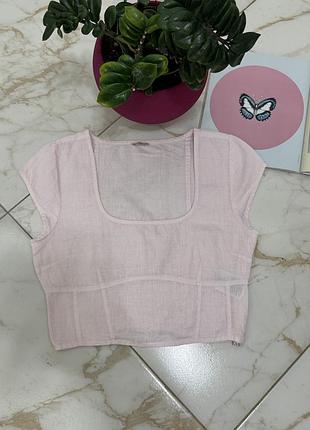 Жіночий рожевий лляний топ guess корсетного типу