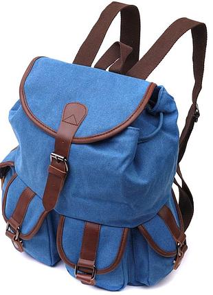 Рюкзак чоловічий текстильний, що закривається клапаном на магніт блакитний 30х37х13 см vintage 22152