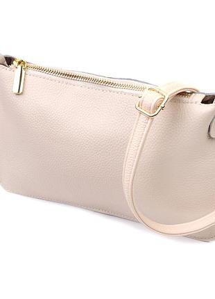 Жіноча сумка-клатч на літо з двома ременями з натуральної шкіри біла 26,5х16,5х2см vintage 22648