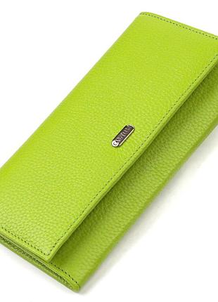 Молодежный кошелек из натуральной кожи флотар салатовый canpellini 21833