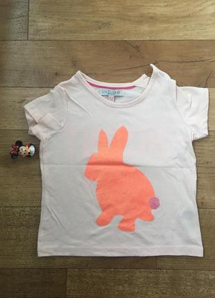 Легкая брендовая футболочка на девочку 1,5-2 годика marks&spencer с кроликом блестки