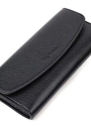 Классический женский кошелек с монетницей на молнии из натуральной кожи черный tony bellucci 21966