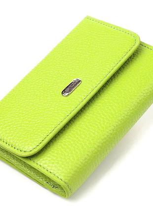 Молодежный стильный кошелек из натуральной кожи флотар салатовый canpellini 21598