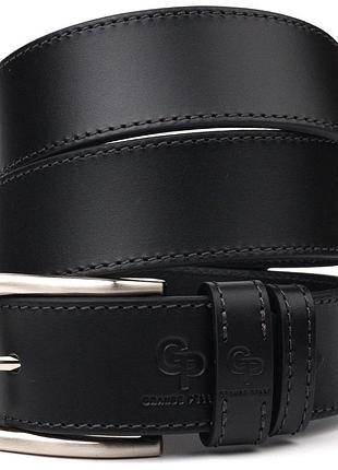 Качественный ремень для мужчин из натуральной кожи черный grande pelle 21463