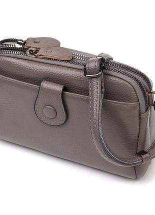 Сумка-клатч в стильном дизайне из натуральной кожи серая  19х12х7 см vintage 22099