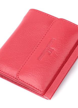 Кошелек среднего размера для женщин из монетницей снаружи из натуральной кожи красный st leather 22720