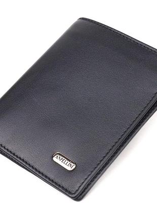 Чоловіче портмоне з натуральної гладкої шкіри чорне canpellini 21500
