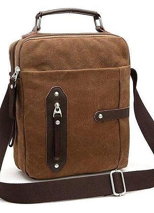 Мужская кожаная сумка через плечо коричневая кроссбоди vintage 20155